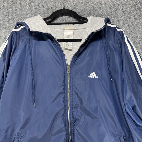 Vintage Y2K Adidas Reversible Hooded Stadium Blue Puffy Jacket Men Size Large - Picture 8 of 15